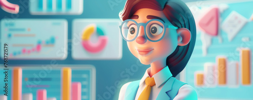 marketing director and manager 3d illustration character photo