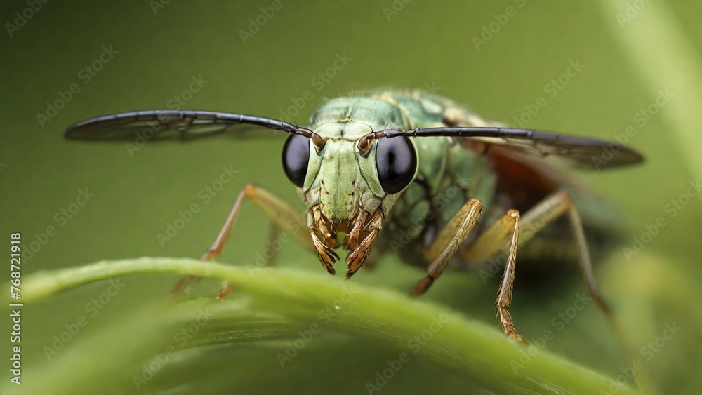 insect on a green leaf on spring insect on a green leaf on spring