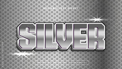 Silver white and gray grey silver 3d editable text effect - font style