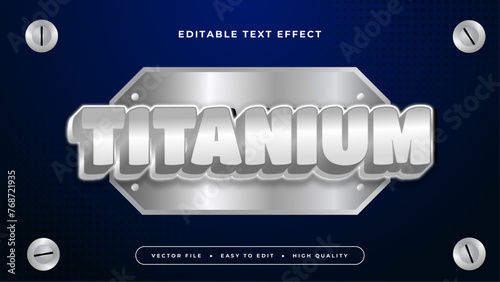 Blue and gray grey titanium 3d editable text effect - font style
