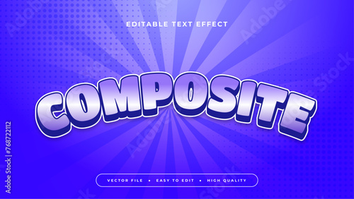 Blue and white compasite 3d editable text effect - font style photo