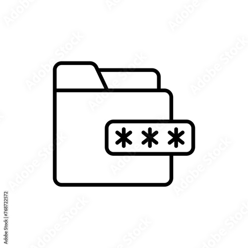 Folder password outline icons, minimalist vector illustration ,simple transparent graphic element .Isolated on white background