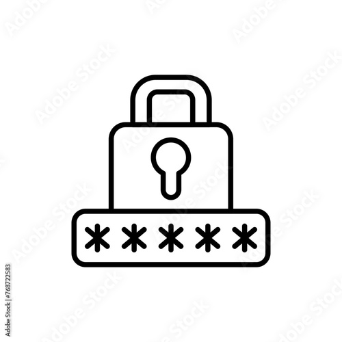 Lock password outline icons, minimalist vector illustration ,simple transparent graphic element .Isolated on white background