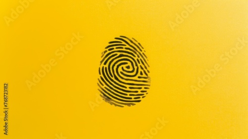  A handprint on a yellow canvas, with a smudged reflection on the right side