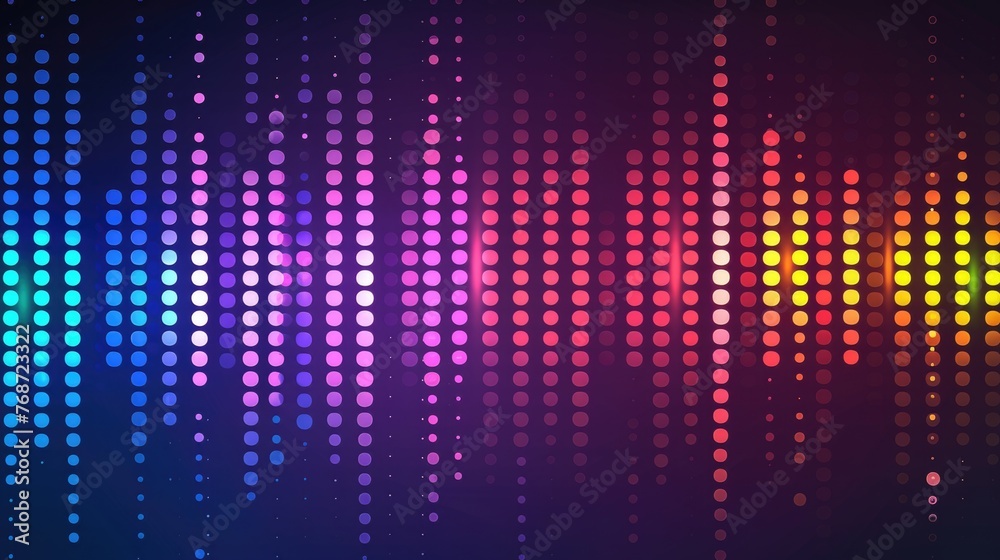 Abstract Multicolored Dot Equalizer on Dark Background Abstract Multicolored Dot Equalizer on Dark Background