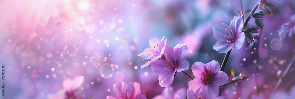 banner with purple flowering branches in spring banner with purple flowering branches in spring
