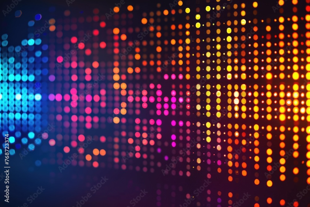 Abstract Multicolored Dot Equalizer on Dark Background
