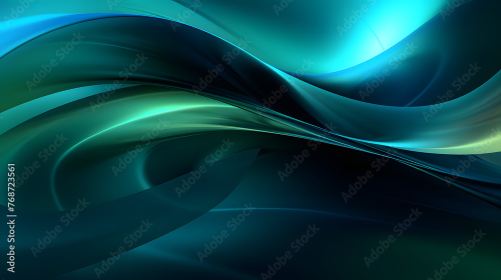Fototapeta premium Digital technology green wave curve abstract graphic poster web page PPT background