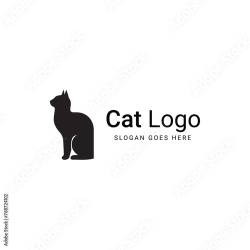Fototapeta Naklejka Na Ścianę i Meble -  Minimalistic cat silhouette with branding
