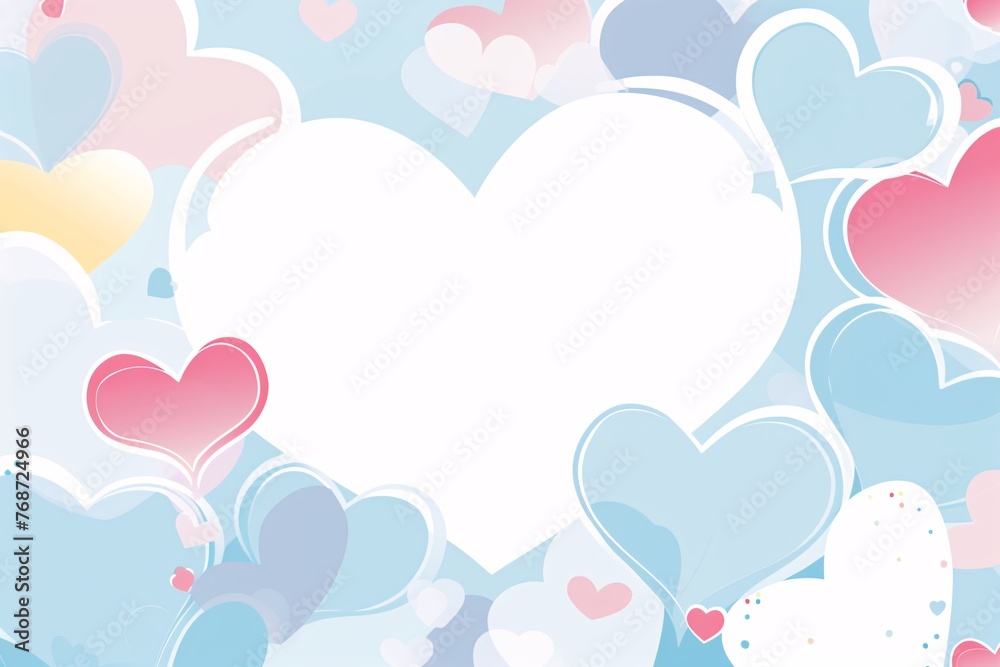 a heart shaped frame with white and pink hearts