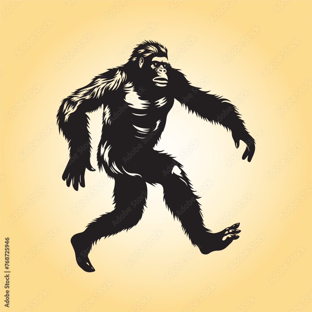 Fototapeta premium bigfoot walking silhouette vector illustration