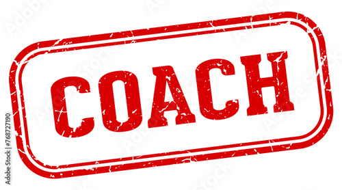 coach stamp. coach rectangular stamp on white background