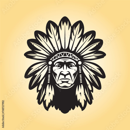 native american indian face Art in black and white