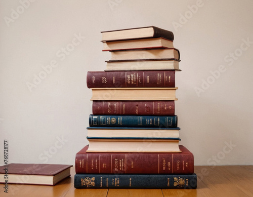stack of old books on shelf