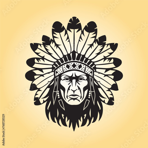 Native American women face silhouette illustration