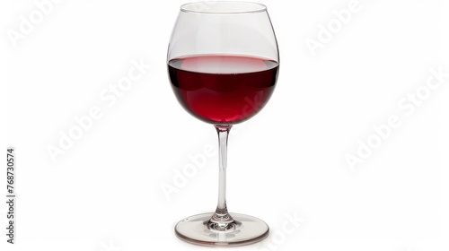 With clip path, a glass of red wine is isolated on a white background - a realistic photo scene