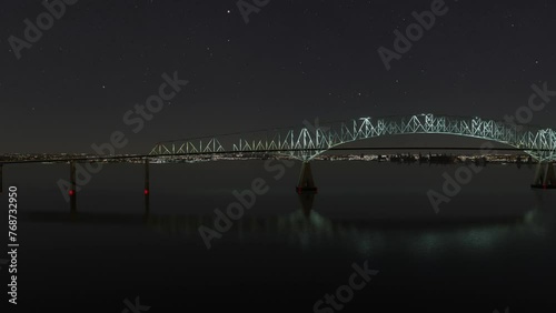 Side night aerial drone view of the Francis Scott Key Bridge - Baltimore and Dundalk in Maryland. United States photo