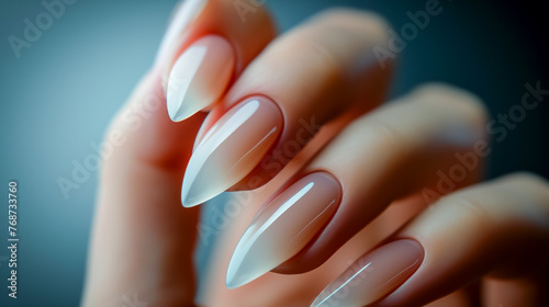Elegant almond-shaped nail design close-up