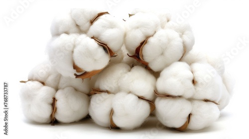  A white tablecloth with a heap of cotton balls piled high on it