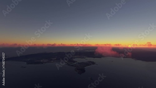 Aerial sunset drone view of Daniel K. Inouye International Airport in Honolulu - Hawaii. United States photo