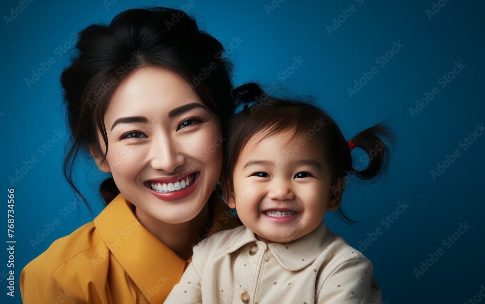 A woman and a child are smiling for the camera A woman and a child are smiling for the camera
