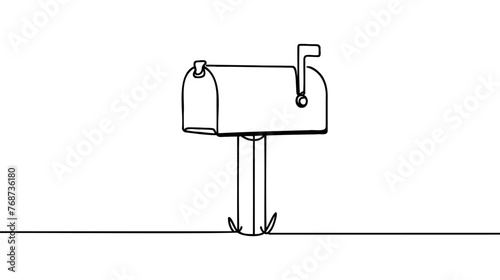 Continuous one line drawing of open mailbox with letters. Simple vector illustration.