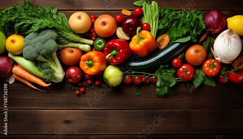 Fresh vegetables and fruits in the background 