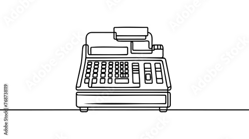 One continuous line drawing Cash register outline vector linear style pictogram isolated on white Vector illustration.