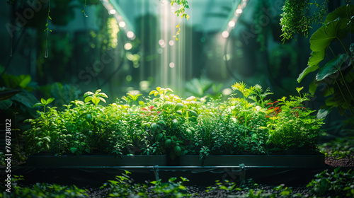 The seedlings in the hydroponics system are grown in the dark