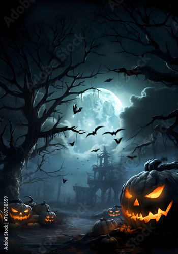 Halloween Banner, Grusel und Horror, Hochformat, Social Media, erstellt mit generativer KI