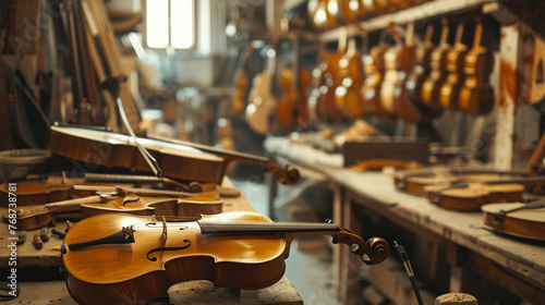 Crafting of musical instruments in a factory setting, a beautiful blend of artistry and industrial production.