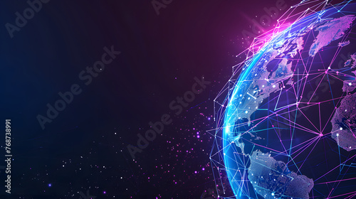 Abstract digital map of the world with global network connections and data transfer, a technology background concept, generative ai