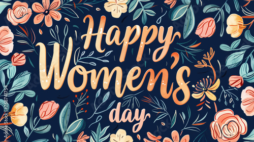 Happy Women's day - calligraphy lettering on the card Generative AI