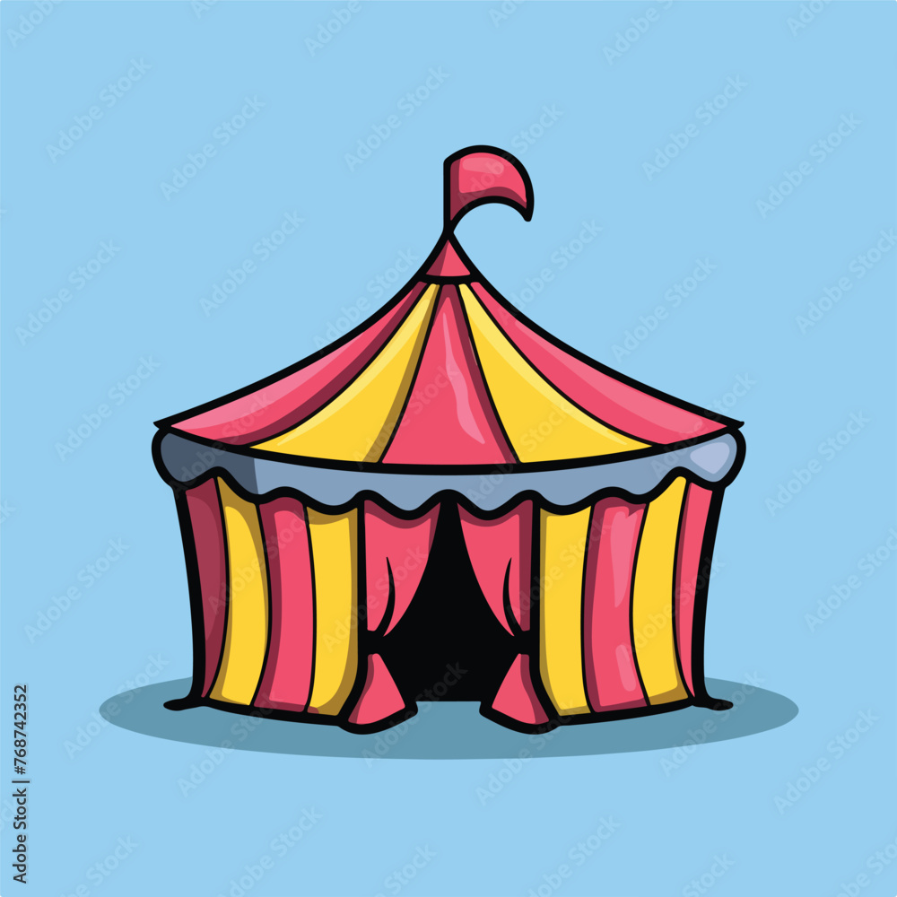 Circus tent icon cartoon vector illustration isolat