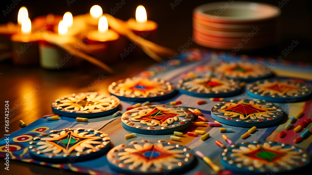 Latki and Hanukkah: Children's activities that play traditional games, such as grynyatko, with patches.