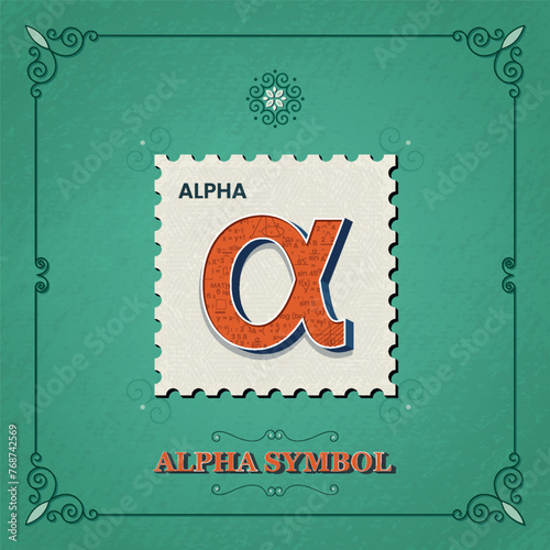 Alpha Symbol-A Mathematical Postage Stamp Style Vector Illustration Design