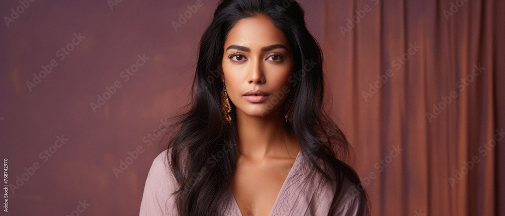 Beautiful young indian woman with long curly hair Beautiful young indian woman with long curly hair