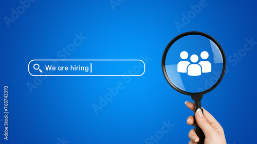 Minimal we are hiring background, job vacancy concept photo