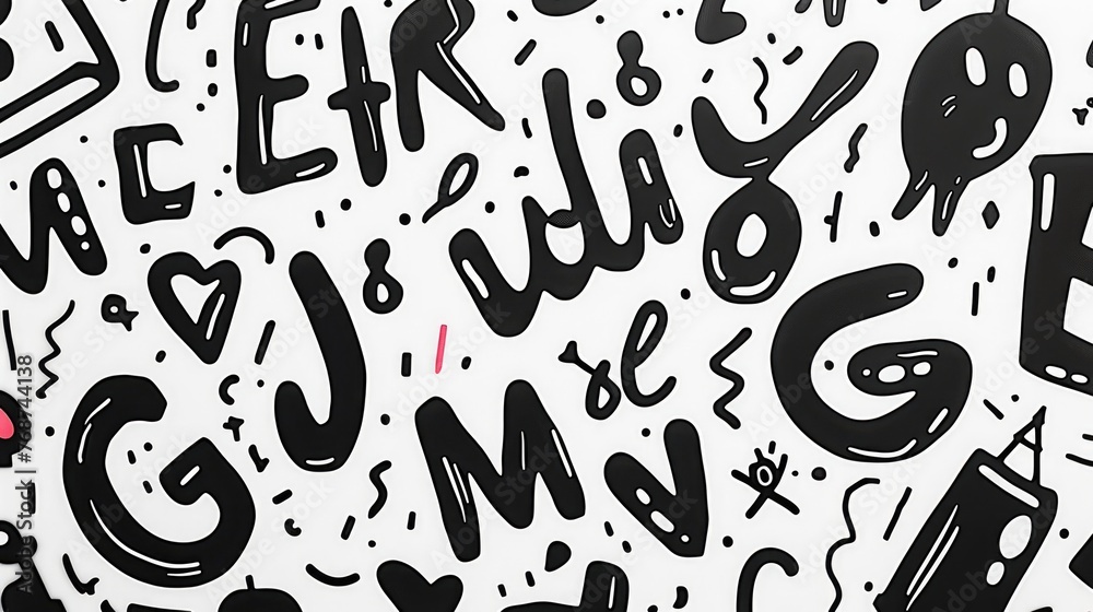 Black Ink Symbols and Drawing Backgrounds