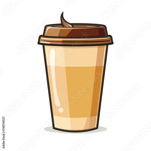 Coffee beverage in disposable cup icon image cartoo