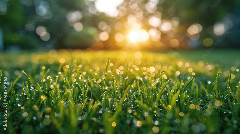 Sunlight Through Rain on Grass