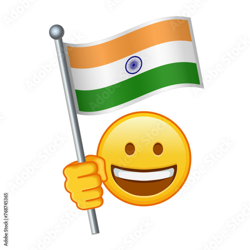 Emoji with India flag Large size of yellow emoji smile