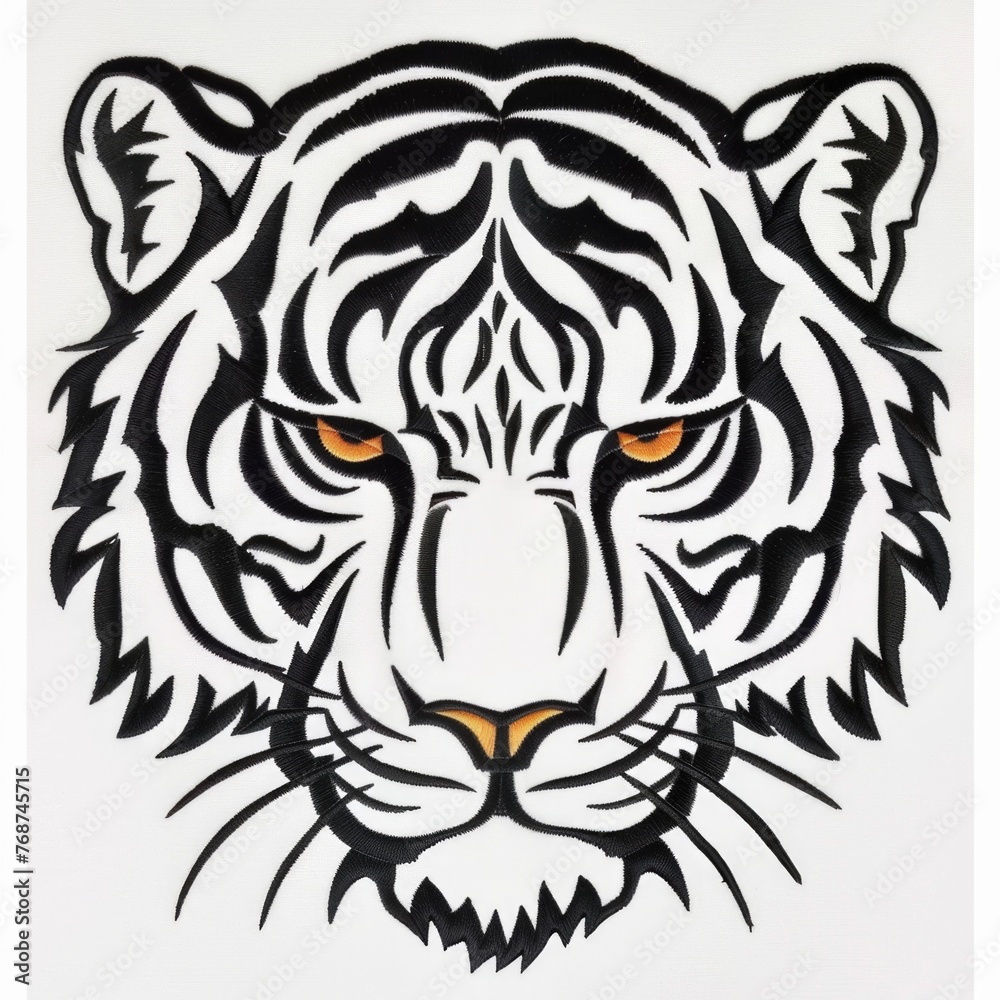 A drawing of a tiger with orange eyes A drawing of a tiger with orange eyes