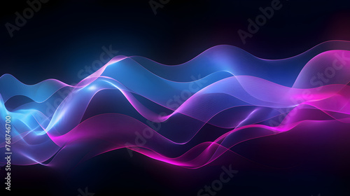 Digital purple blue glowing wavy curve abstract graphic poster web page PPT background