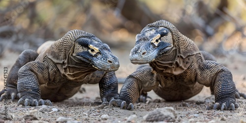Komodo Dragons Hosting Survival Tactics and Natural Instincts Seminars in Tropical Wilderness Habitat © Thares2020