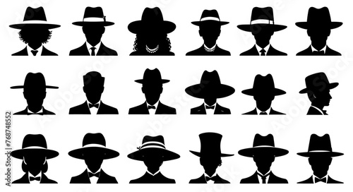 set of silhouettes hats vector illustration