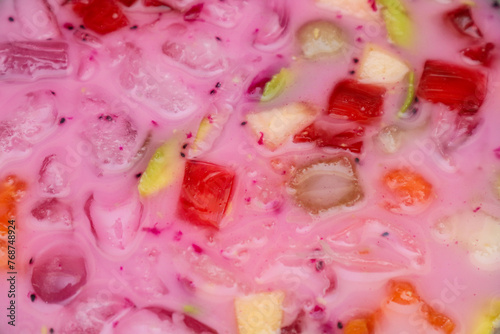 Closeup of fruit soup. Fresh fruit ice to break the fast. Fresh fruit soup. Sop buah segar photo