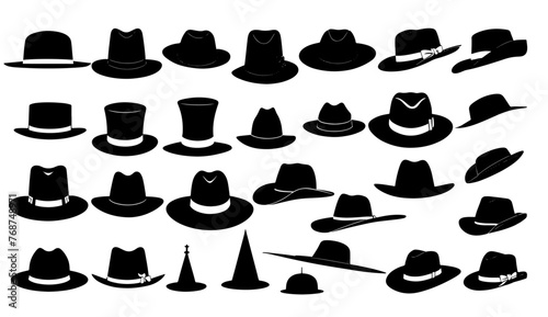 set of silhouettes hats vector illustration photo