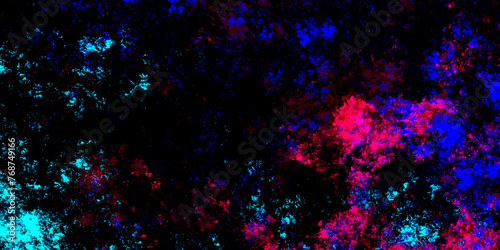 Star field background Aquamarine and pink dark red pink, blue and purple nebula universe. Cosmic neon light blue watercolor background aquarelle deep black Paper textured. Fantastic outer view space