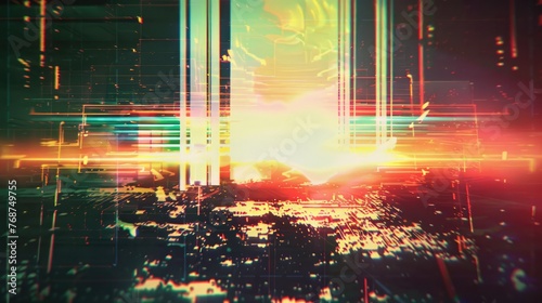 Glitch retro nostalgic abstract grunge background, 80s and 90s style